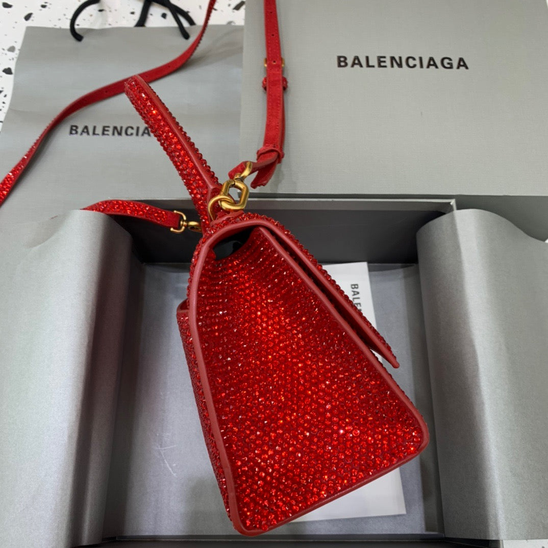 Balen Hourglass Small Handbag In Red, For Women,  Bags 9in/23cm