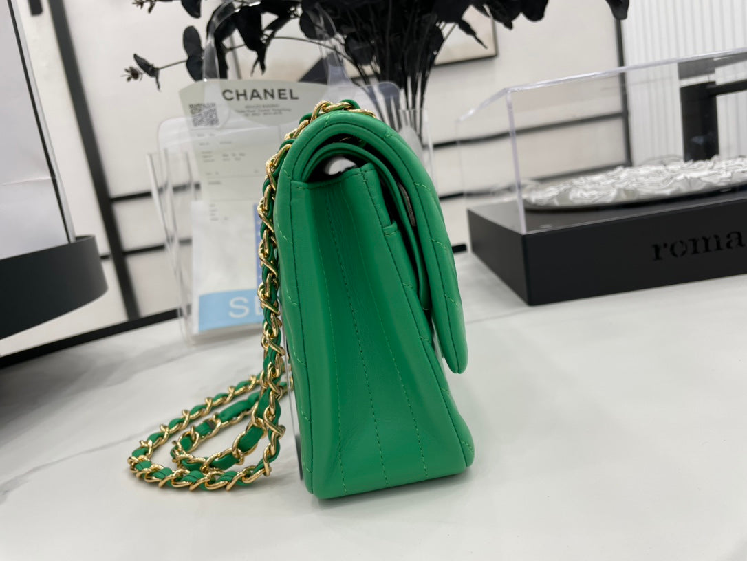 CHL Chevron Mini Rectangular Classic Flap Green Bag For Women 20.5cm/8in