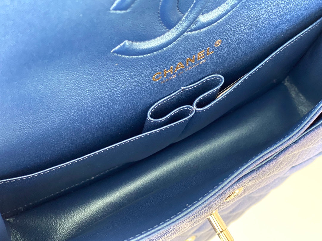 Chanel Classic Handbag 26cm Blue For Women A01112