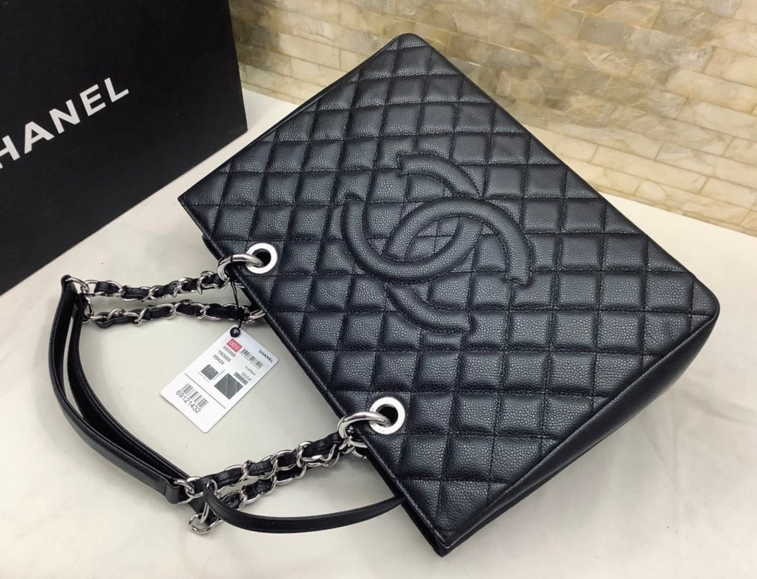 Chanel Classic Tote Bag Silver Hardware Black For Women 13.3in/34cm