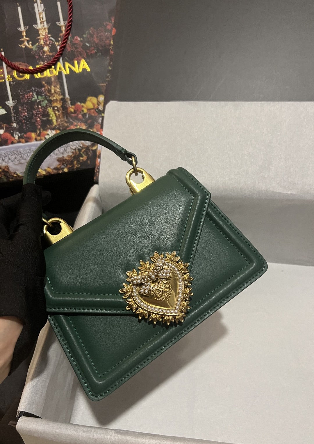 DG Small Devotion Bag In Plain Green For Women 7.5in/19cm DG BB6711AV89380530