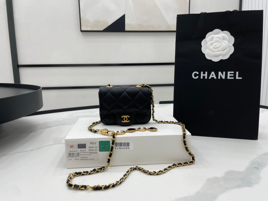 ChanelMini Flap Bag Black For Women, Women&#8217;s Bags 3.5in/9cm