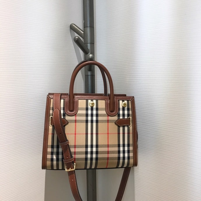 BB Mini Vintage Check Two-handle Title Bag Archive Beige For Women, Bags 10.2in/26cm 80252671