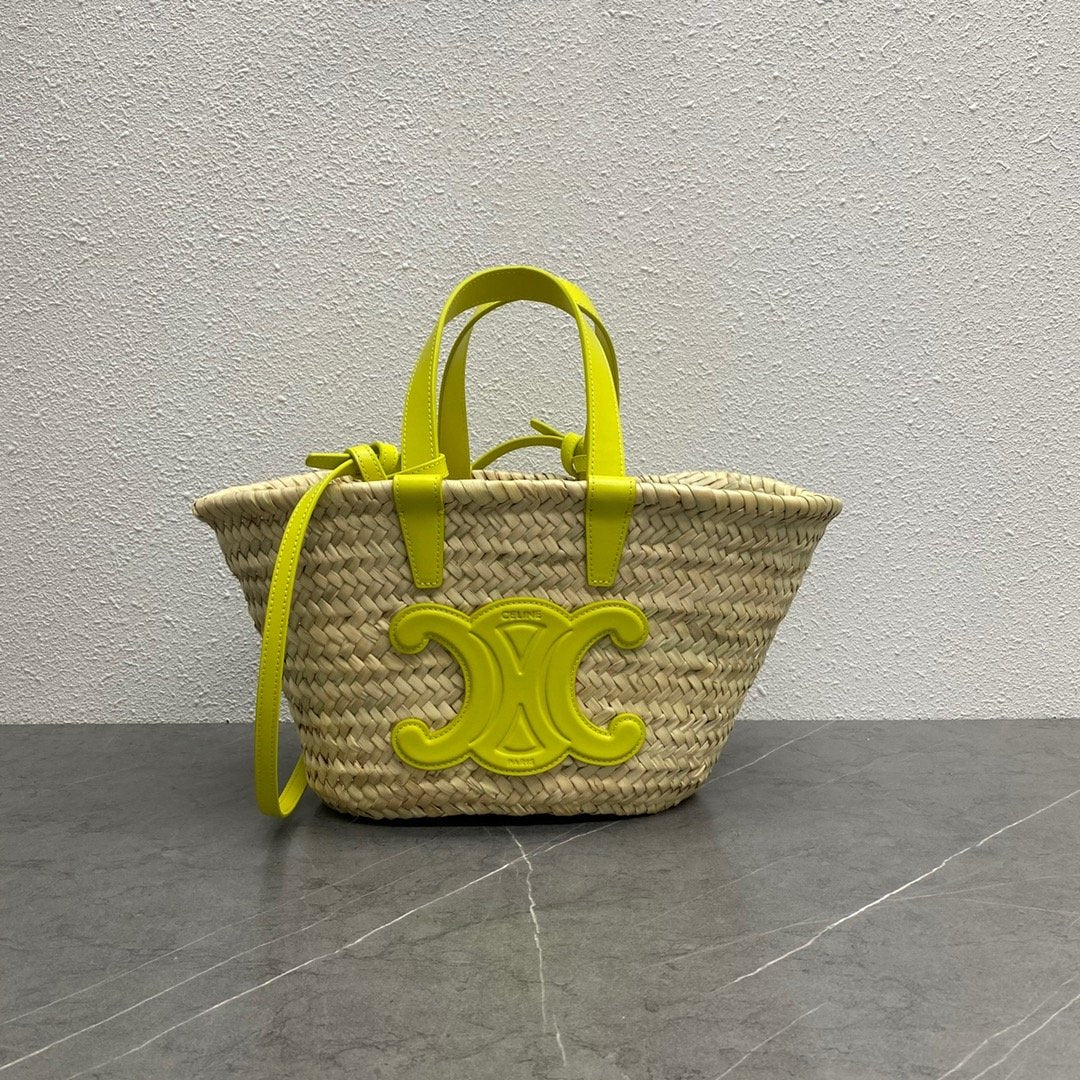 CE Teen Triomphe CE Classic Panier In Palm Leaves And Lizard Yellow For Women 8in/20cm 194004EH4.11CT