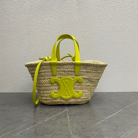 CE Teen Triomphe CE Classic Panier In Palm Leaves And Lizard Yellow For Women 8in/20cm 194004EH4.11CT