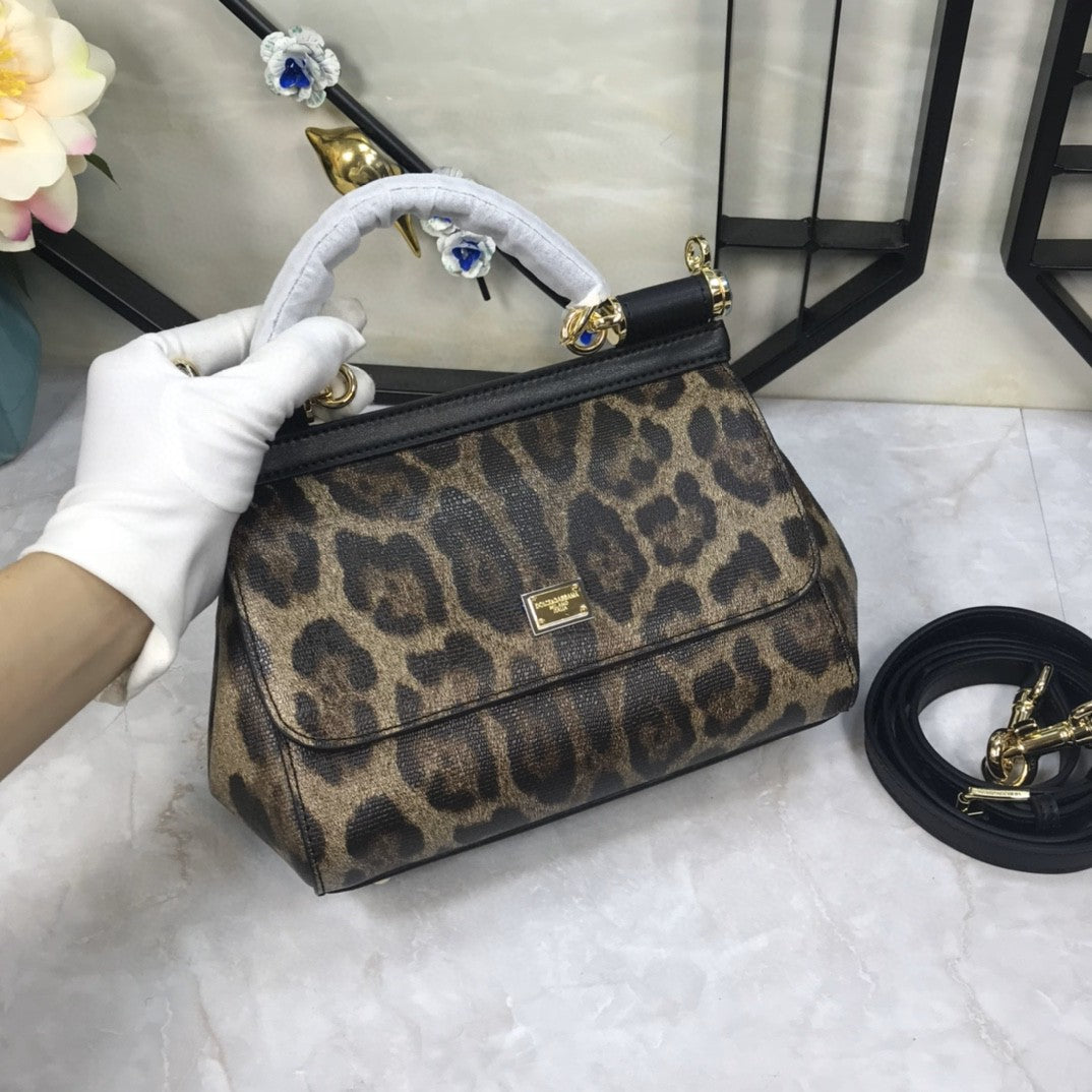 DG Leopard Print Small Sicily Top Handle Bag Muticolour For Women 7.8in/20cm DG