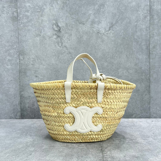 CE Teen Triomphe CE Classic Panier In Palm Leaves And Lizard White For Women 8in/20cm