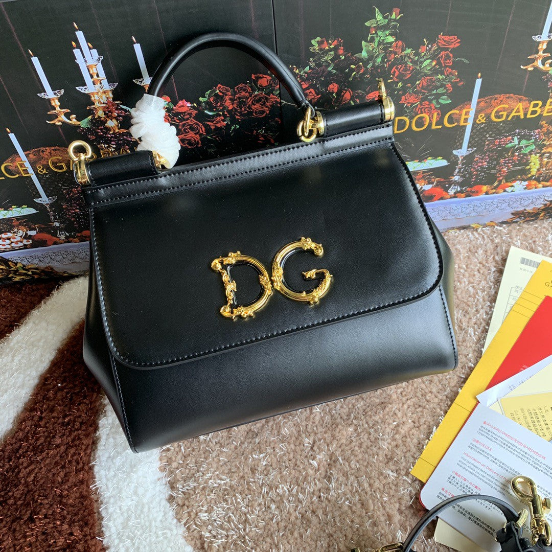 DG Medium DG Handbag In Dauphine Black For Women 10.2in/26cm DG