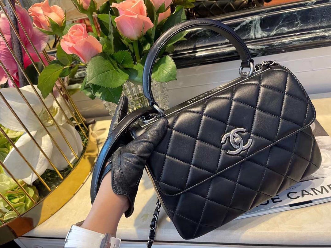 Chanel Classic Flap Bag Medal Hardware Black For Women 9.8in/25cm