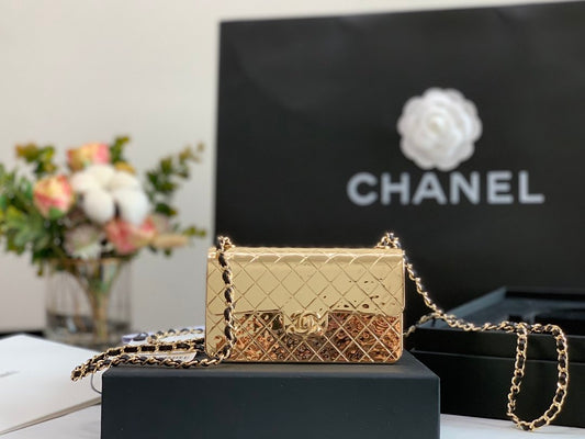 Chanel Evening Flap Small Gold Bag For Women 12cm/4.5in