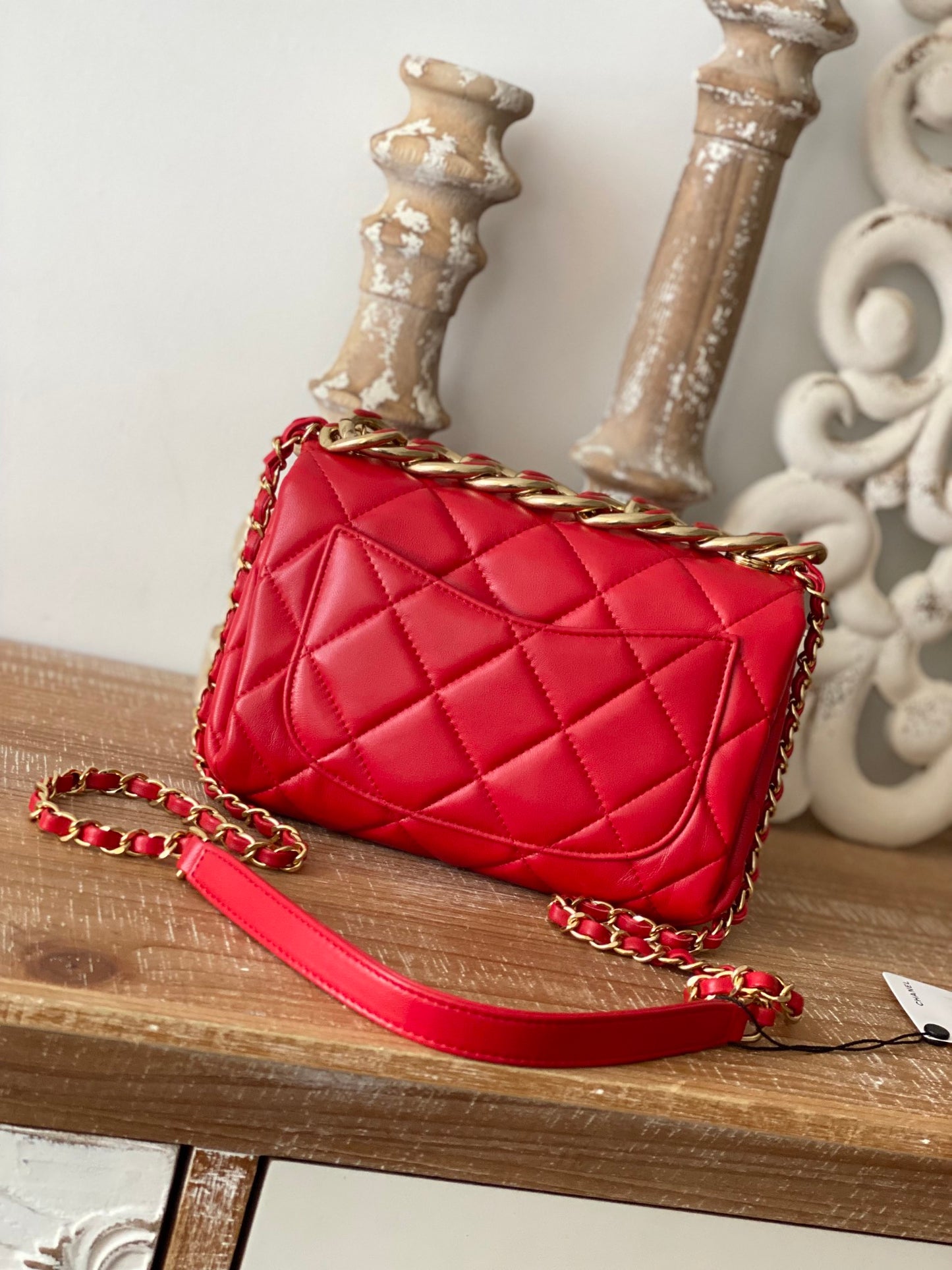 CHL Classic Diamond Flap Bag Red For Women, Women&#8217;s Bags 9.1in/23cm