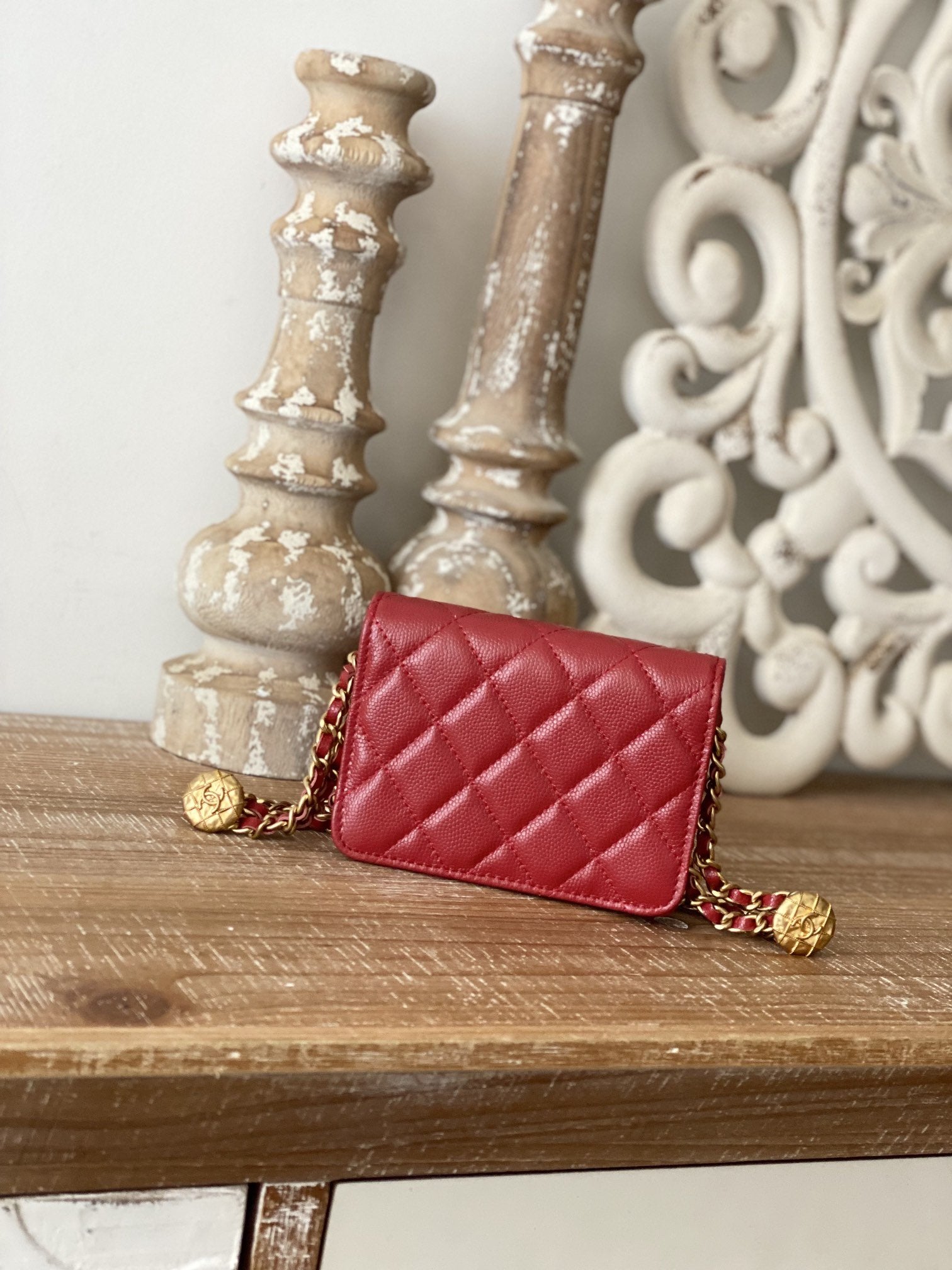 Chanel Clutch With Chain Red For Women, Women&#8217;s Bags 4.8in/12.3cm