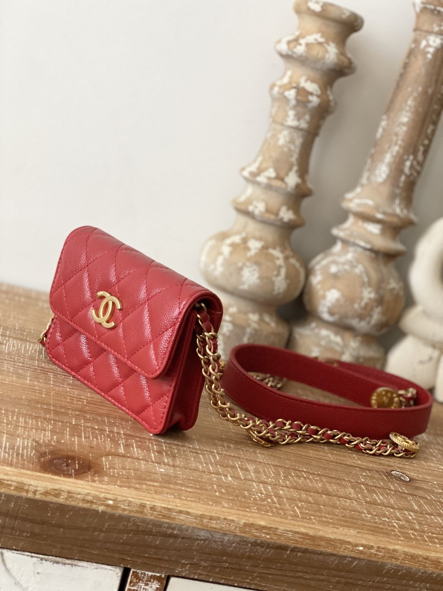 Chanel Clutch With Chain Red For Women, Women&#8217;s Bags 4.8in/12.3cm