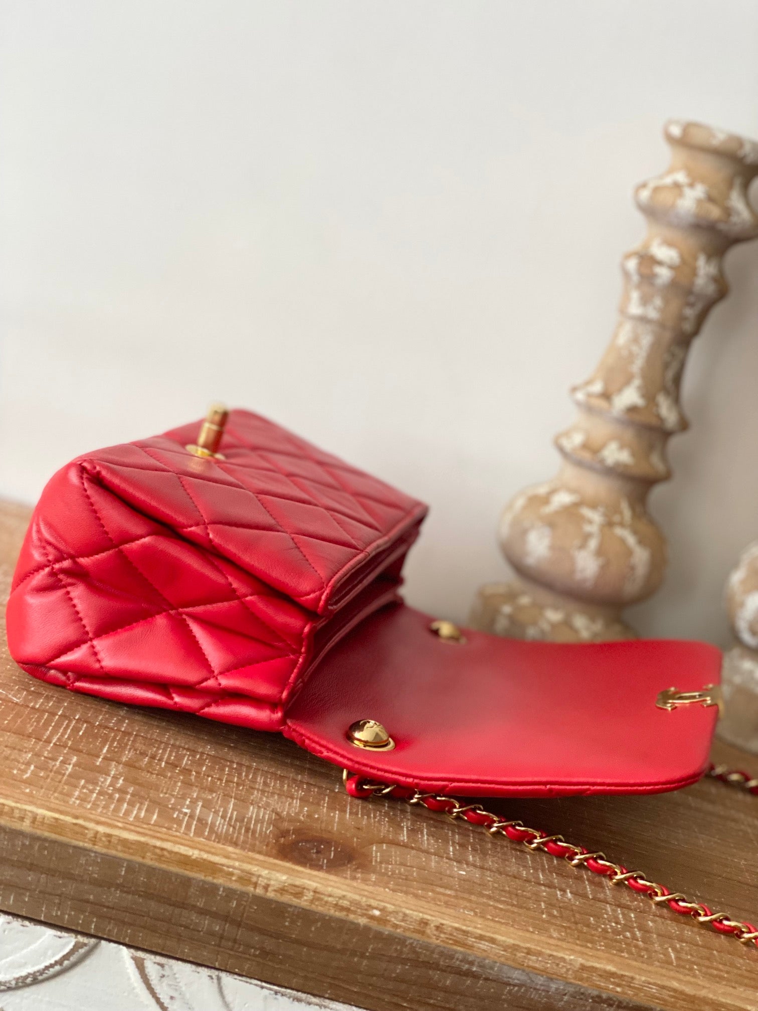 CHL Classic Diamond Flap Bag Red For Women, Women&#8217;s Bags 9.1in/23cm