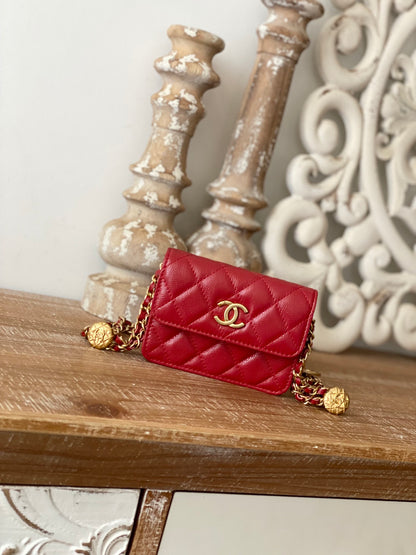 Chanel Clutch With Chain Red For Women, Women&#8217;s Bags 4.8in/12.3cm