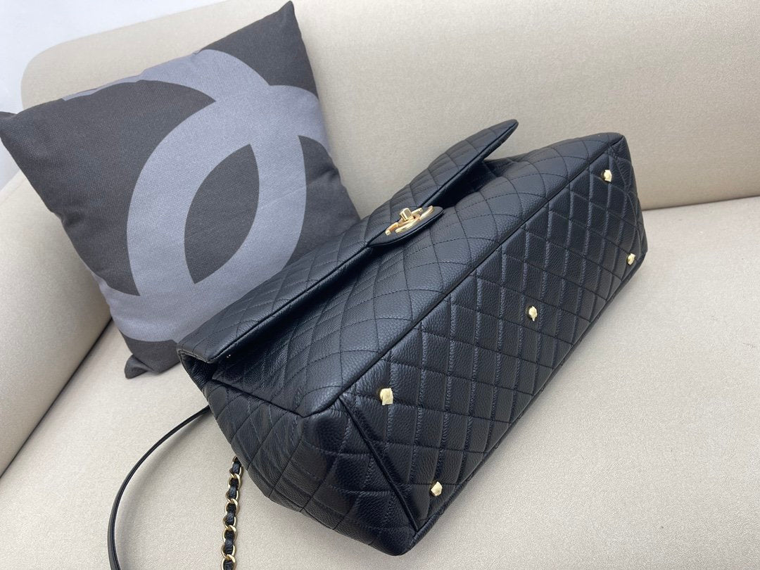 Chanel CoCo LuGucciage Gold Toned Hardware 46cm Black For Women