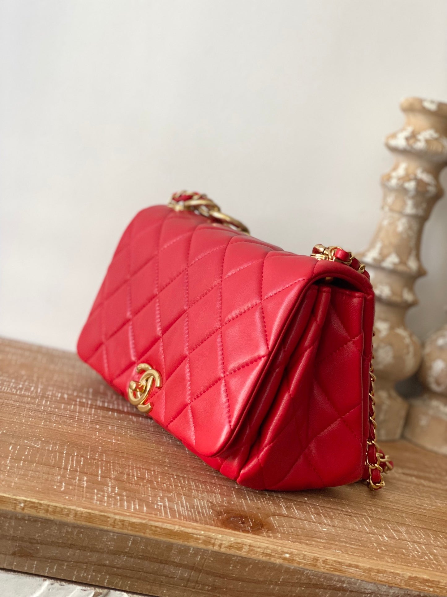 ChanelLarge Flap Red Bag For Women 23cm/9in