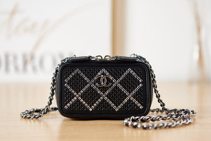 Chanel Crystal Small Vanity with Chain Black/Silver Bag For Women 10cm/4in