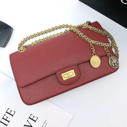 ChanelMaroon Medallion Nude Reissue 2.55 Classic 225 Flap Red Bag For Women 24cm/9.4in