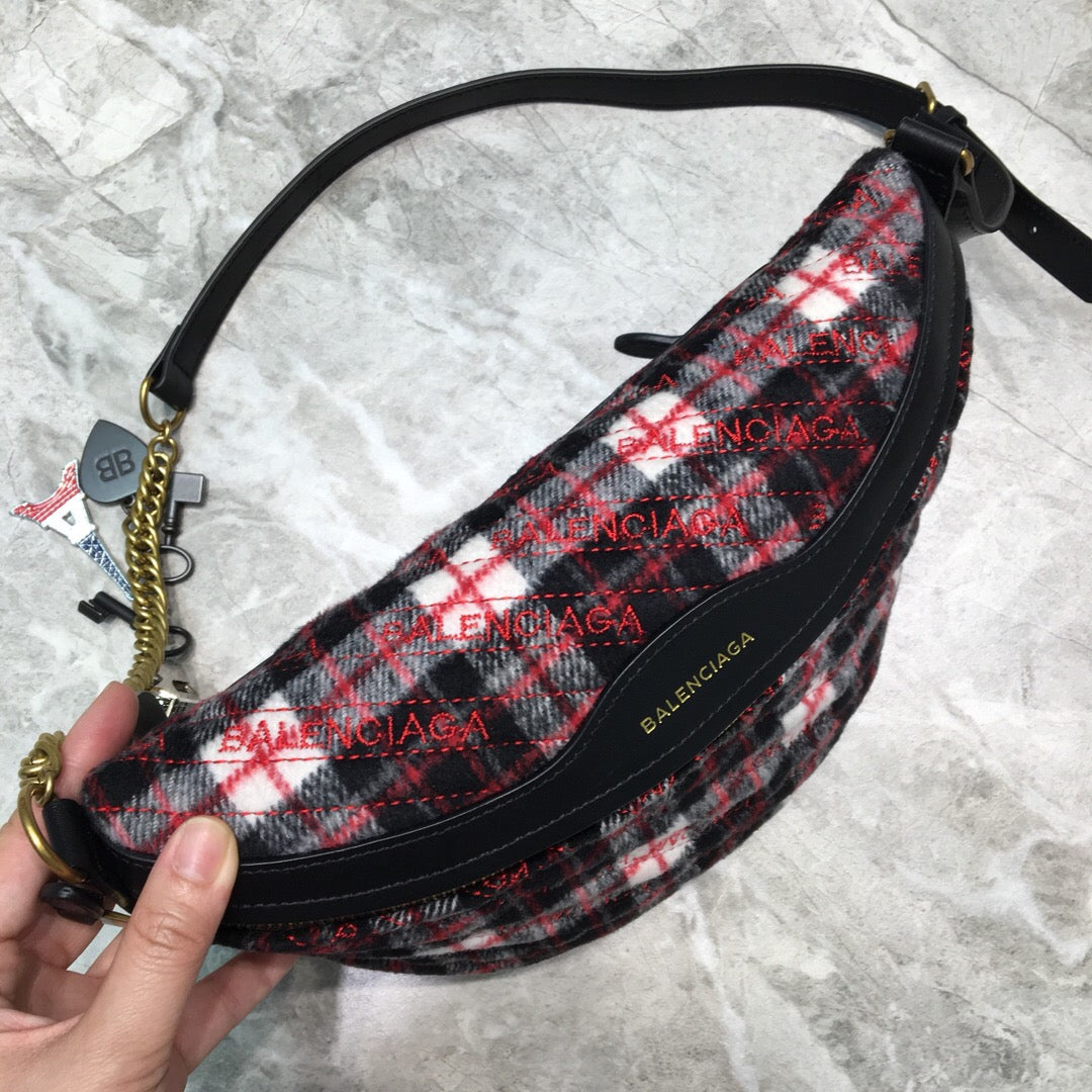 Balen Souvenir XXS Belt Bag In Checkered Red, For Women,  Bags 11.8in/30cm