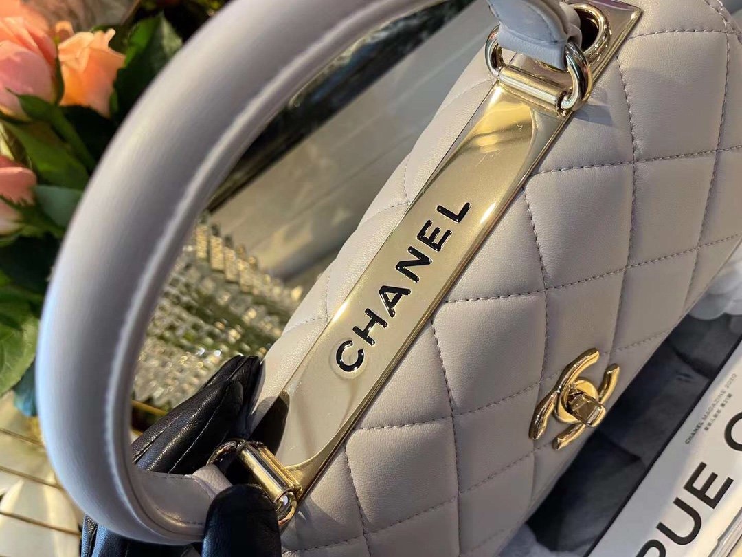 Chanel Classic Flap Bag Gold Toned Hardware Grey 9.8in/25cm