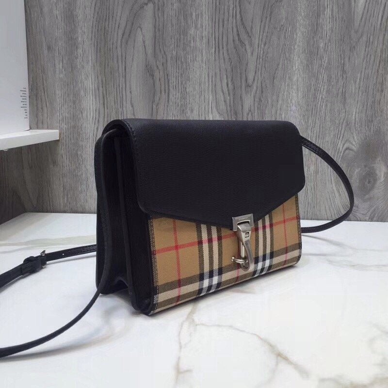 BB Small Vintage Check And Crossbody Bag Black For Women, Bags 9in/24cm