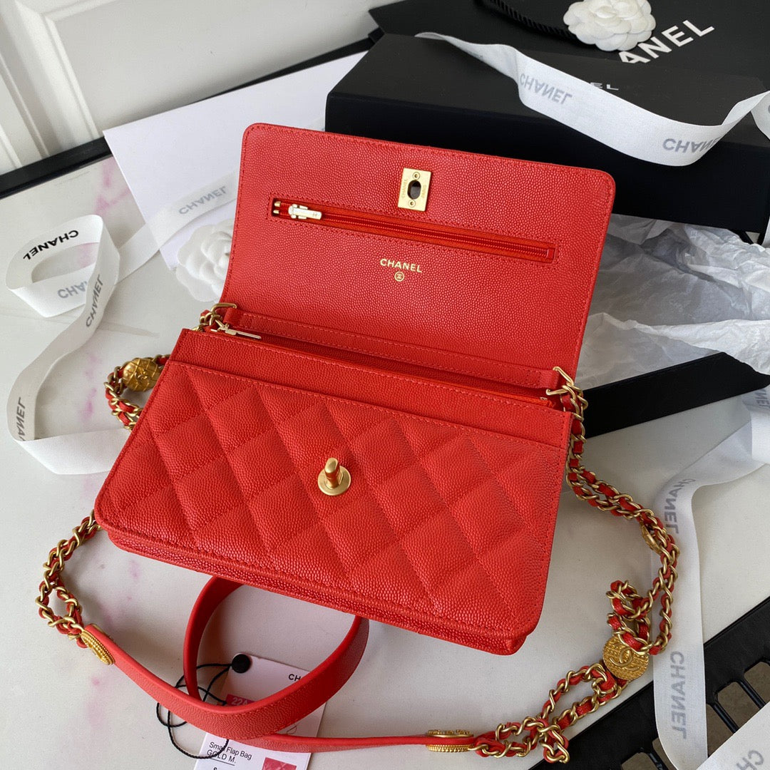 ChanelSmall Flap Bag Gold Hardware Red For Women, Women&#8217;s Handbags, Shoulder Bags 7.5in/19cm AP2840