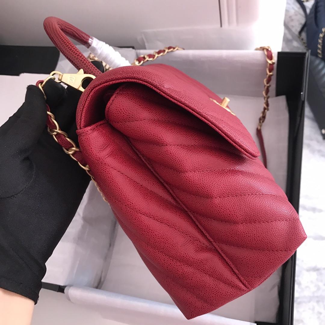 ChanelHandbag With Top Handle Red For Women 11in/28cm