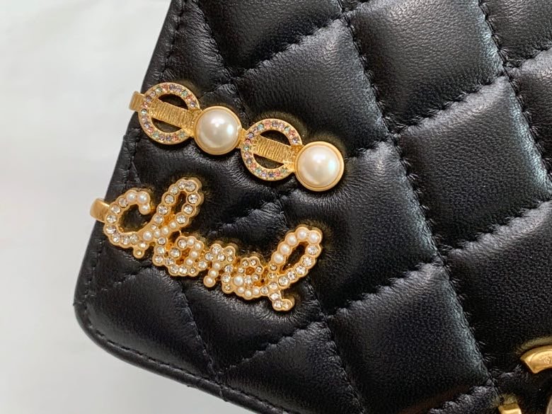 Chanel Flap Bag Gold Toned Hardware Black For Women 7.4in/19cm