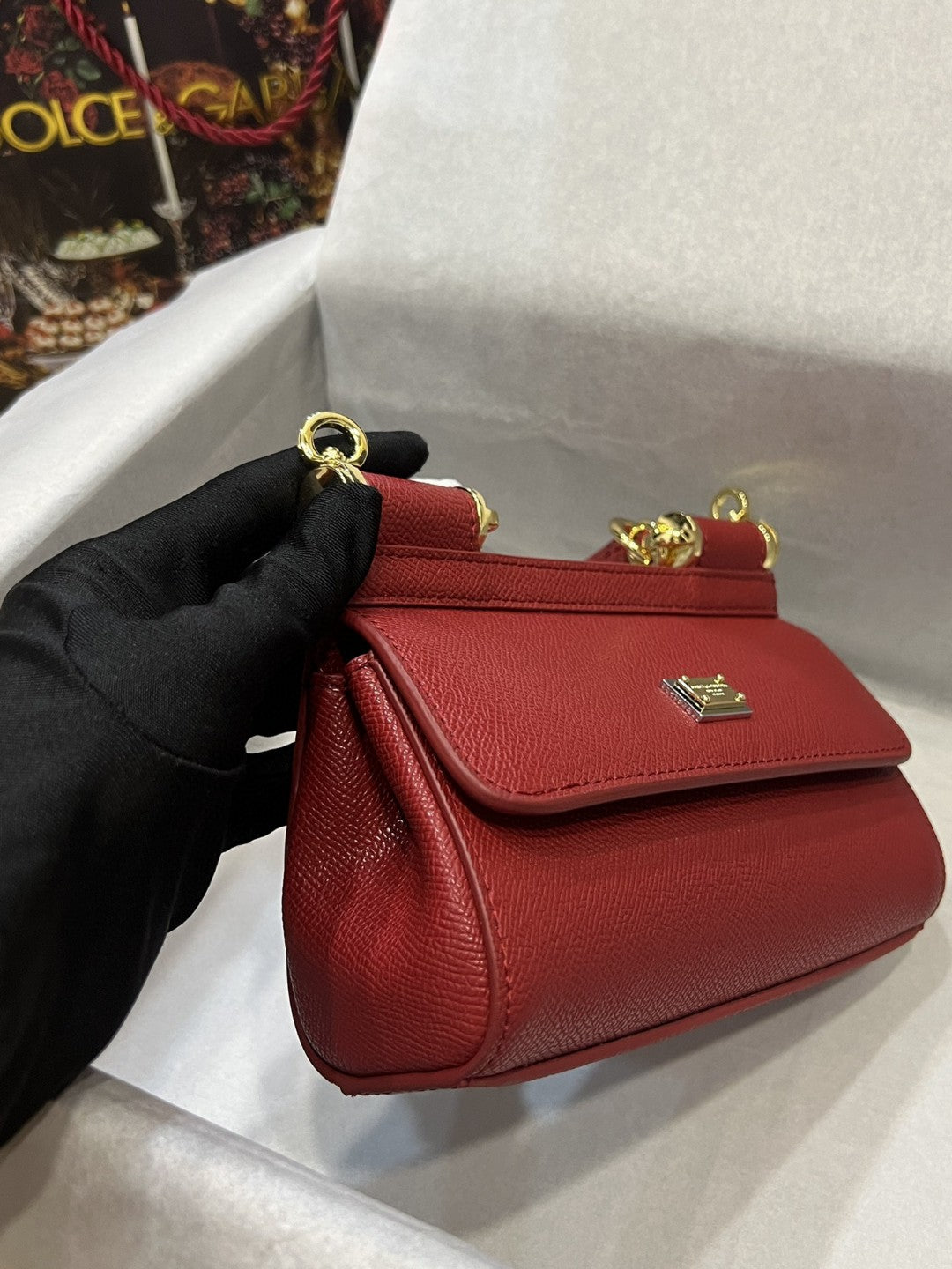 DG Small Sicily Bag In Dauphine Red For Women 7.5in/19cm DG