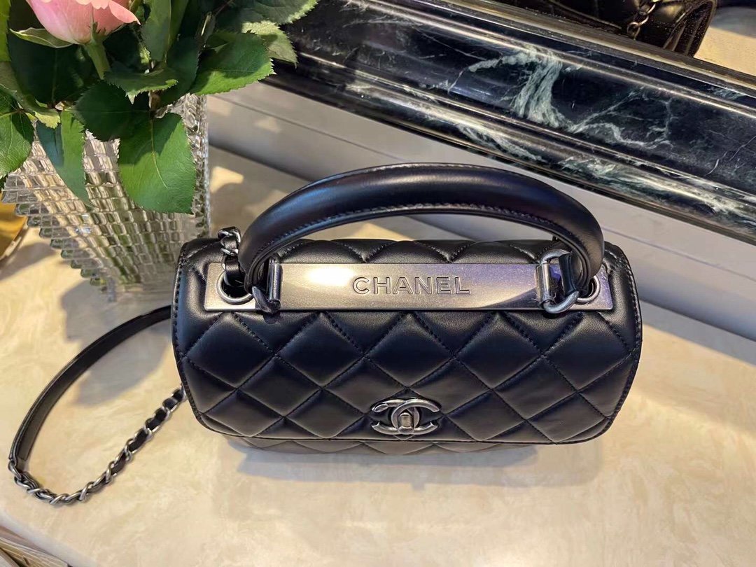 Chanel Classic Flap Bag Medal Hardware Black For Women 9.8in/25cm