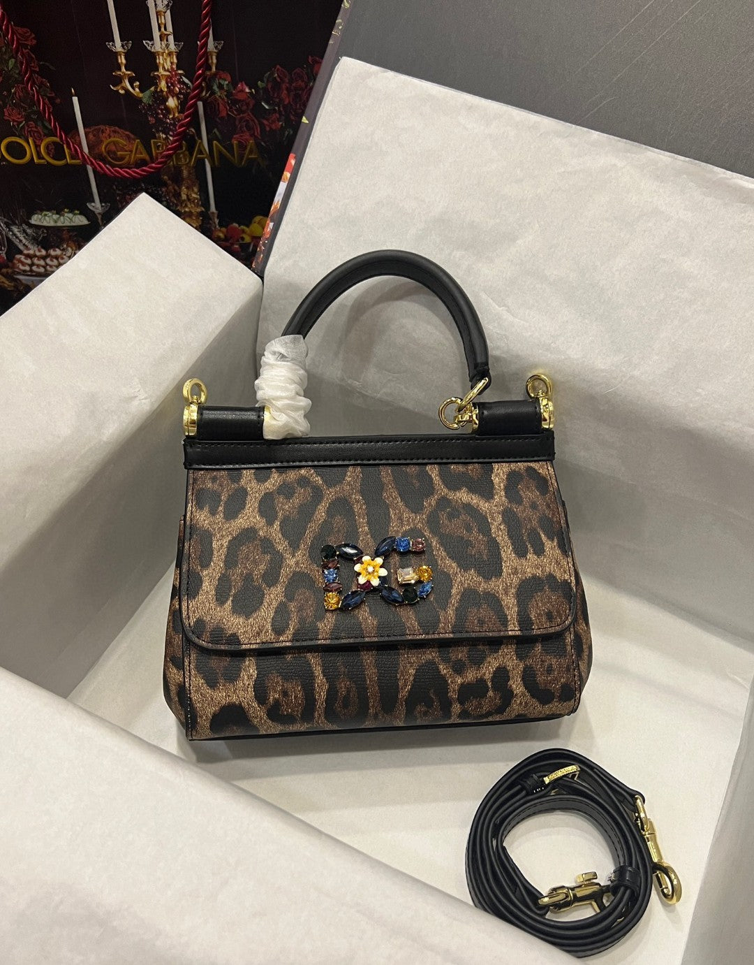 DG Sicily Bag In Leopard-Print Pony Hair Multicolour For Women 7.9in/20cm DG