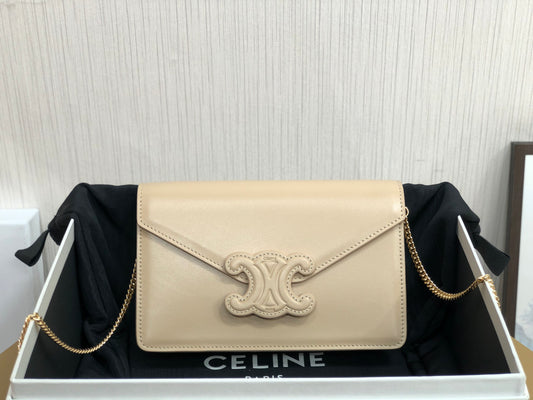 CE Wallet On Chain Triomphe Beige For Women 7in/19cm 