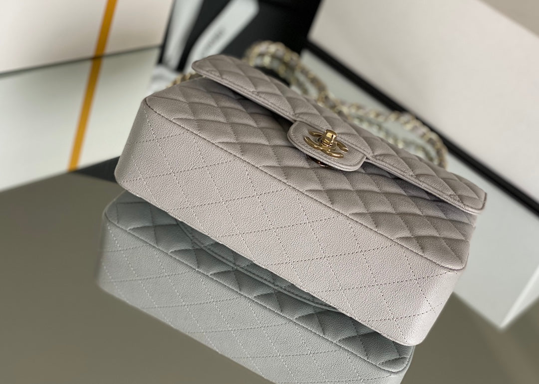 Chanel Classic Handbag 26cm Grey For Women A01112