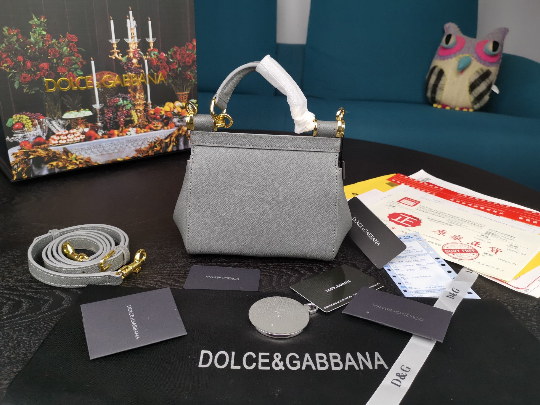 DG Small Sicily Bag In Dauphine Gray For Women 7.5in/19cm DG