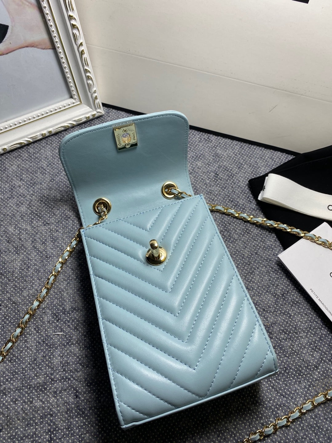 CHL Chevron Trendy CHL Phone Light Blue Bag For Women 18cm/7in