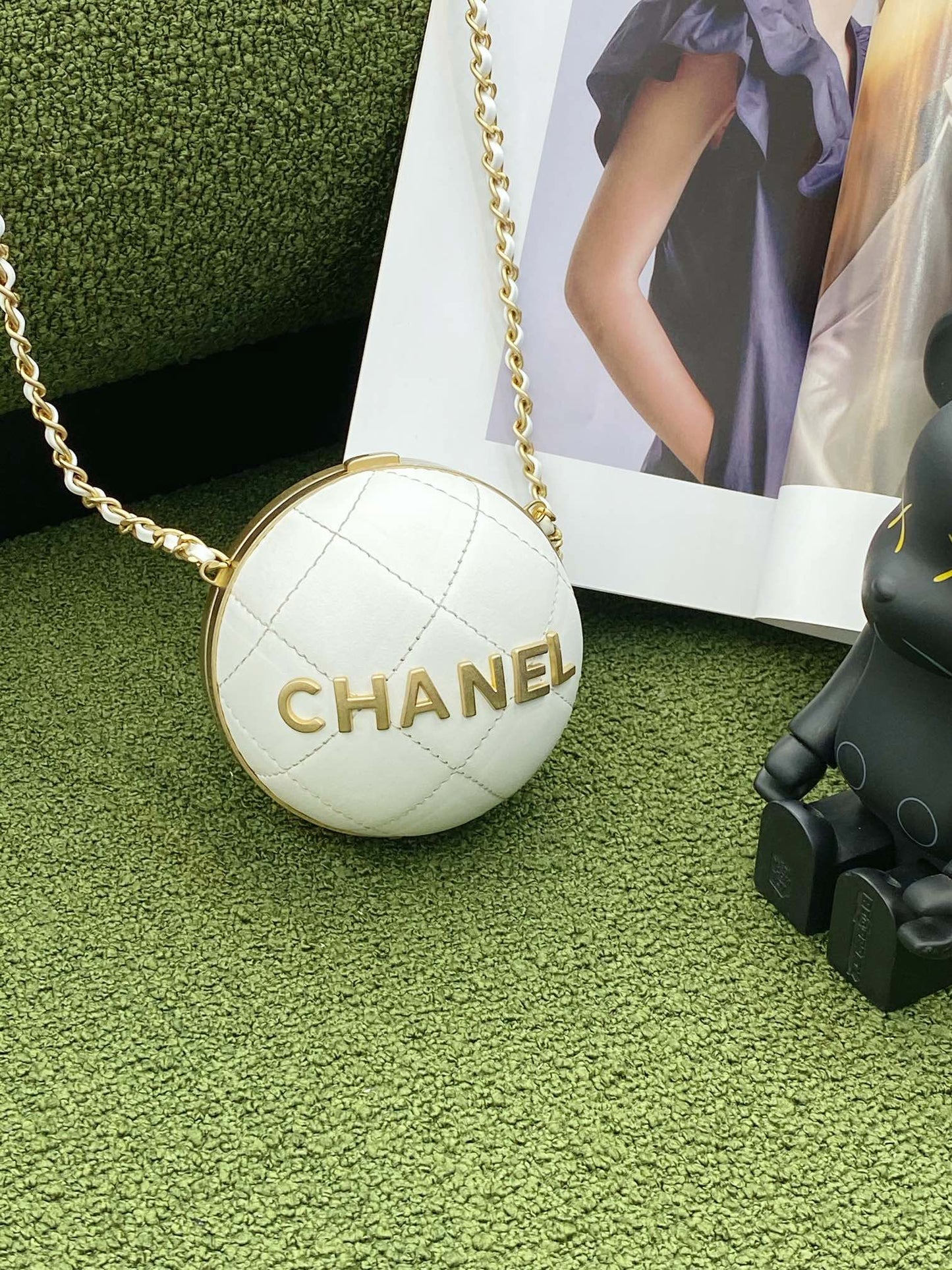 CHL Ball Bag White and Gold Chain Bag For Women 23.5cm/9.25in