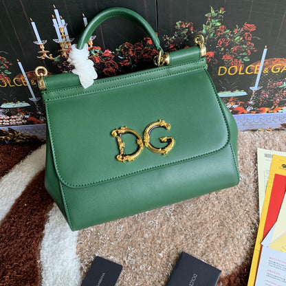 DG Medium DG Handbag In Dauphine Green For Women 10.2in/26cm DG