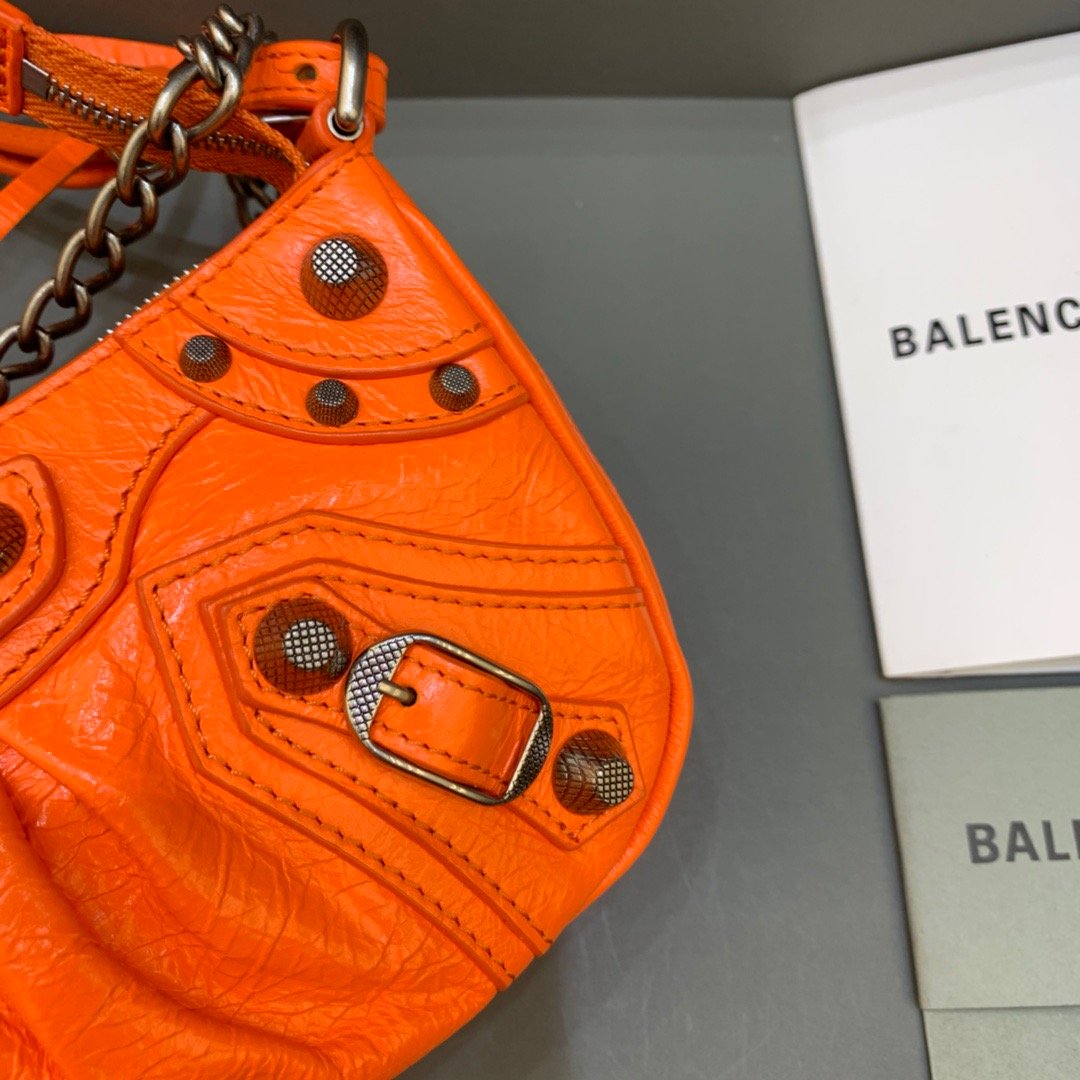 Balen Le Cagole Mini Bag With Chain In Orange, For Women,  Bags 8.2in/21cm