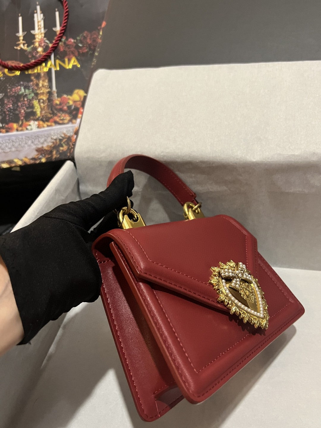 DG Small Devotion Bag In Plain Burgundy For Women 7.5in/19cm DG