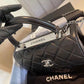 Chanel Classic Flap Bag Silver Hardware Black 9.8in/25cm