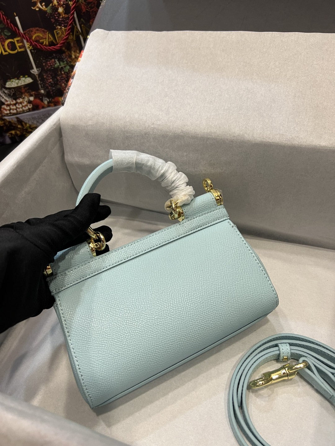 DG Small Sicily Bag In Dauphine Azure For Women 7.5in/19cm DG