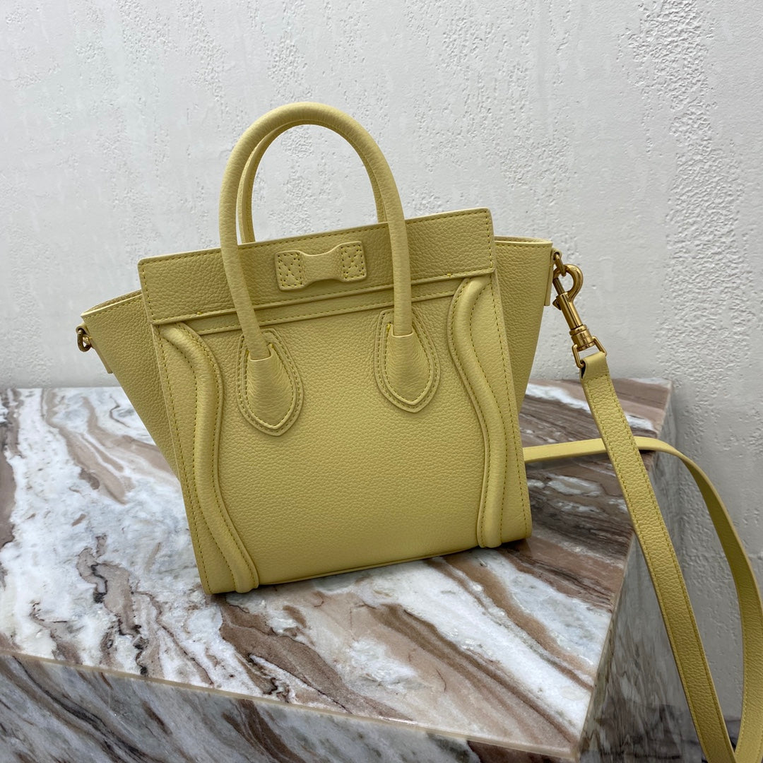 CE Nano LuGucciage Bag In Drummed Yellow For Women 8in/20cm