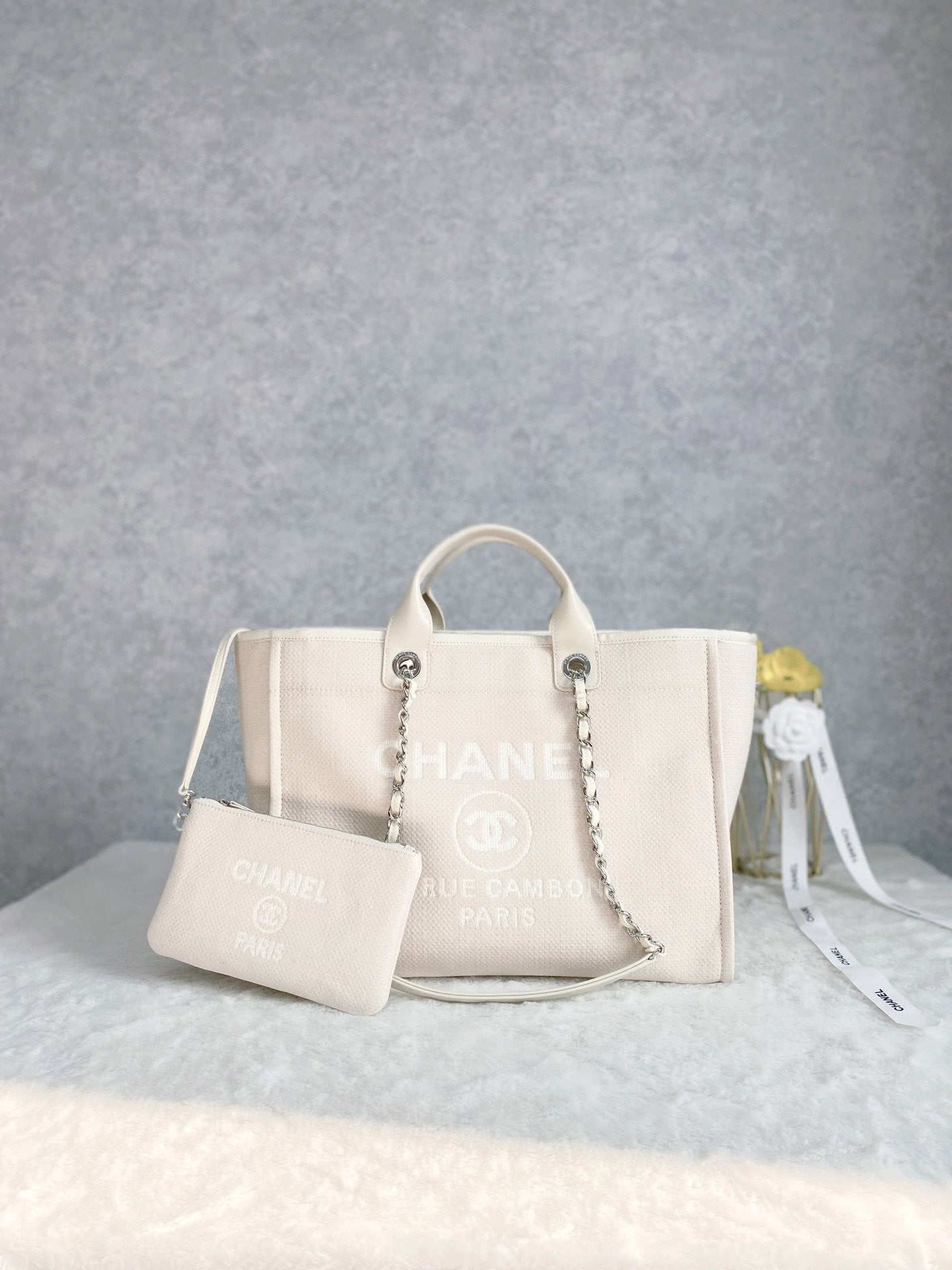 ChanelSmall Shopping Bag Silver Hardware Cream For Women, Women&#8217;s Handbags, Shoulder Bags 15.2in/39cm AS3257