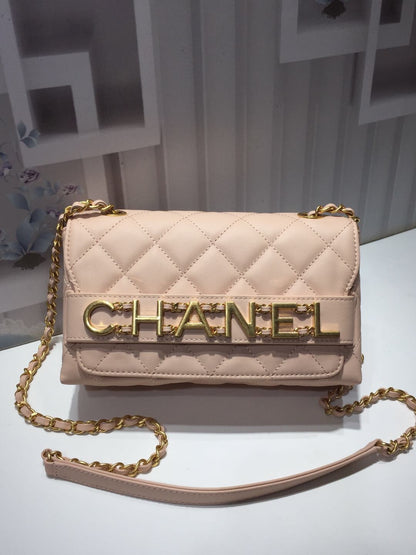 ChanelFront Logo Small Flap Bag Gold Hardware Creme For Women, Women&#8217;s Handbags, Shoulder Bags 8.2in/21cm AS1490