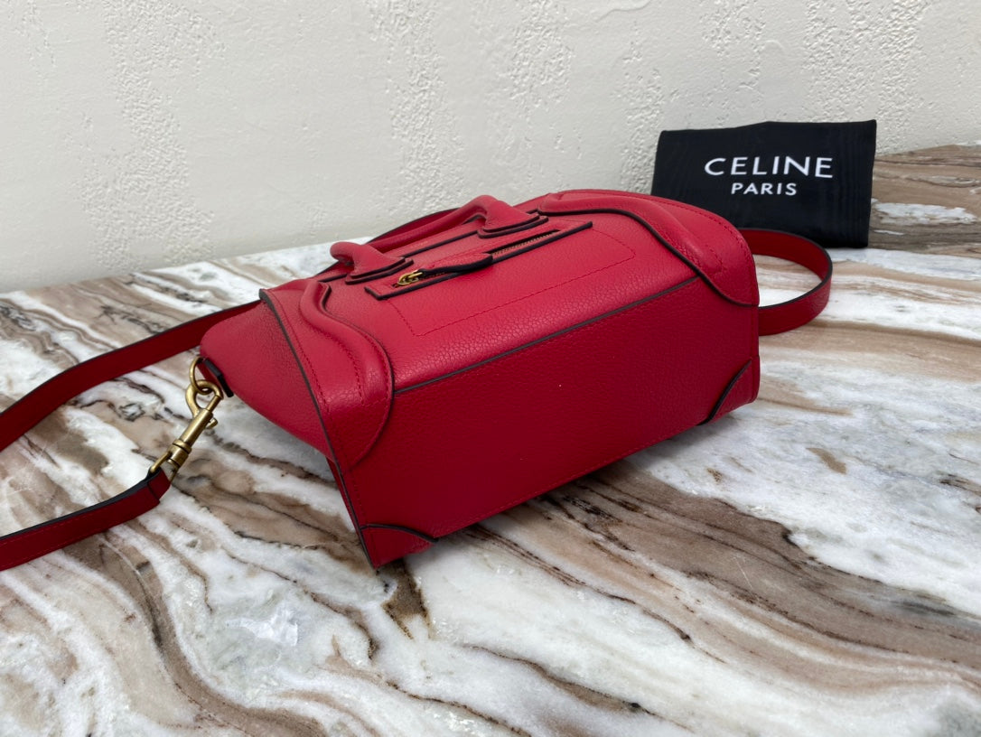 CE Nano LuGucciage Bag In Drummed Red For Women 8in/20cm 