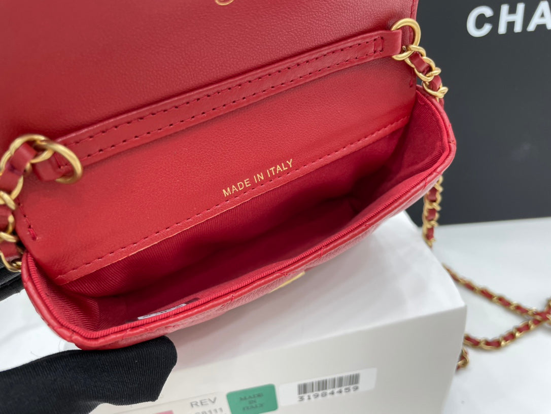 ChanelMini Flap Bag Red For Women, Women&#8217;s Bags 7.5in/19cm