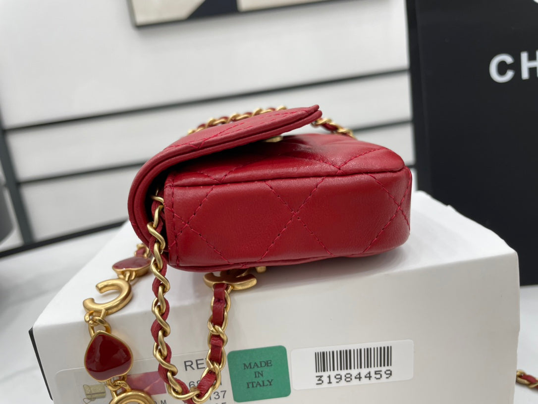 ChanelMini Flap Bag Red For Women, Women&#8217;s Bags 7.5in/19cm