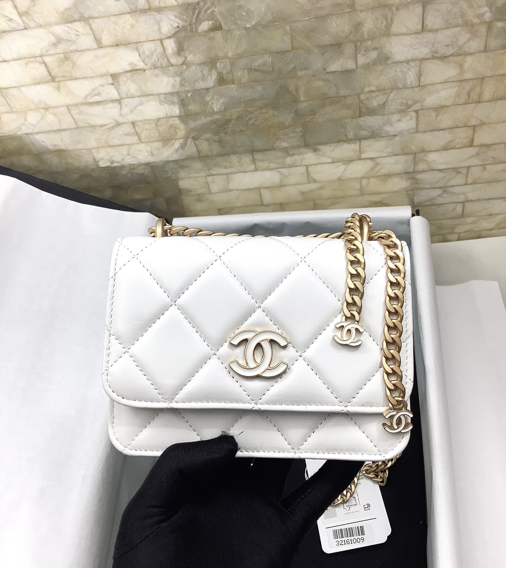 ChanelSpring And Summer 22C White For Women, Women&#8217;s Bags 6.1in/15.5cm