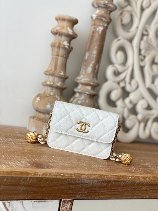 Chanel Clutch With Chain White For Women, Women&#8217;s Bags 4.8in/12.3cm